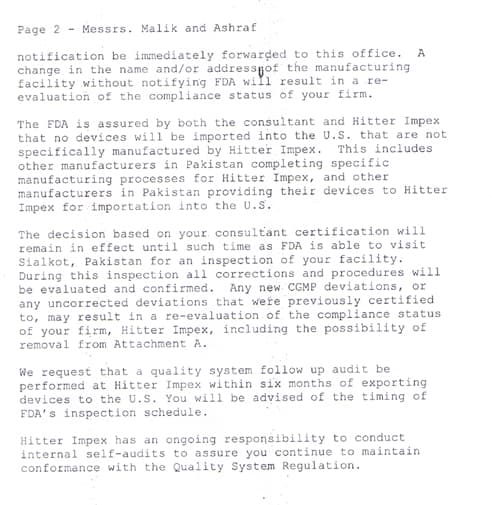 cGMP Certificate - Page 2